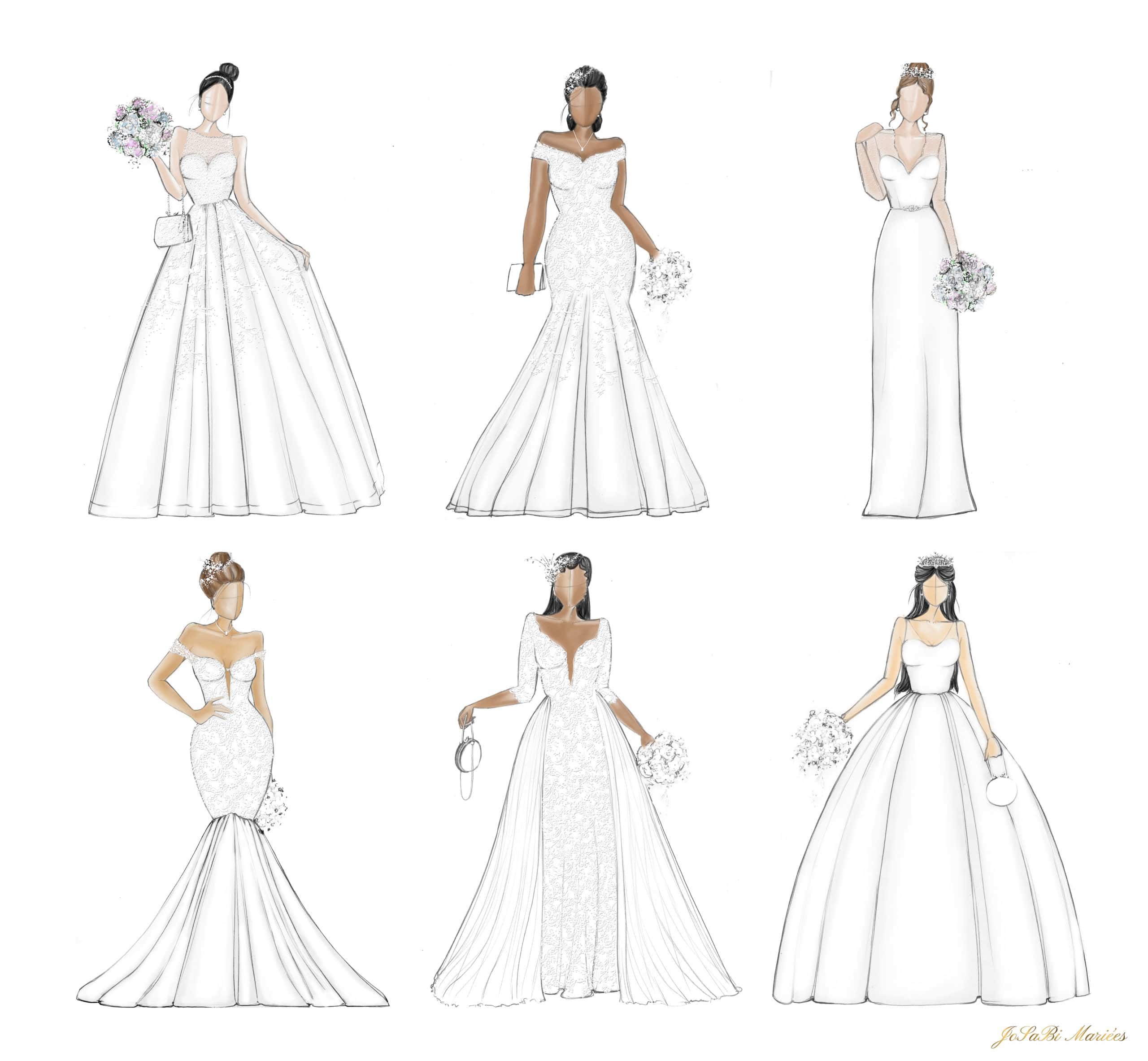 Wedding Dress Sketches | Wedding Dress Drawing - Wedding Dress Ink